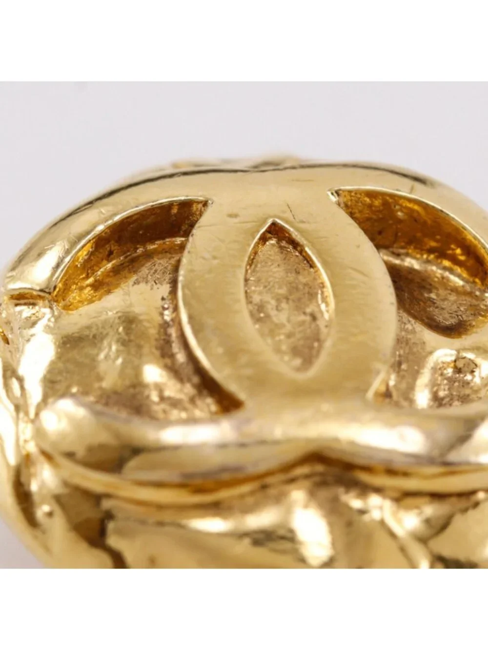 Chanel CC Logo Vintage Gold Plated Earrings